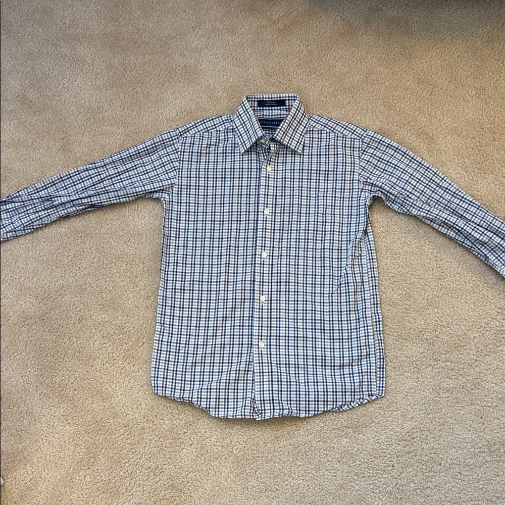 Joseph Abboud Men's Blue and White Plaid Shirt